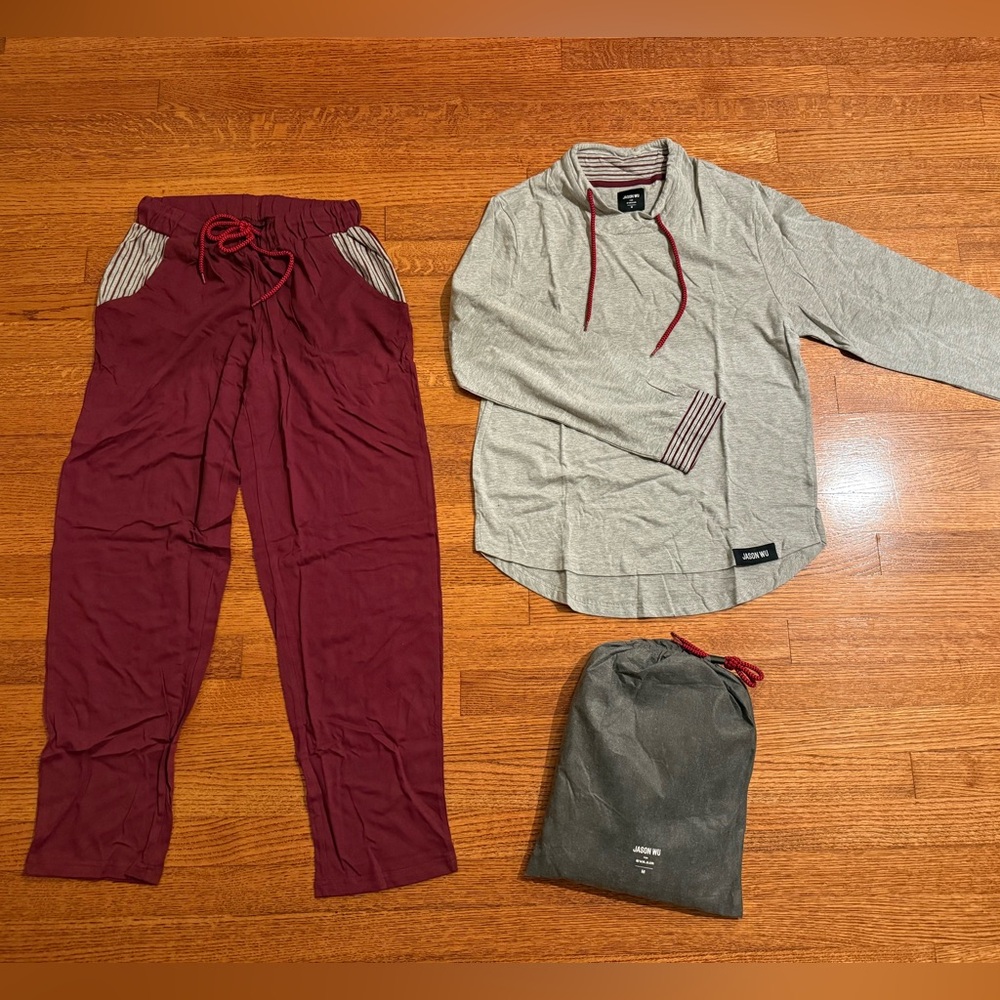 EVA AIR & Jason Wu Collab Gray and Burgundy Pajama Set